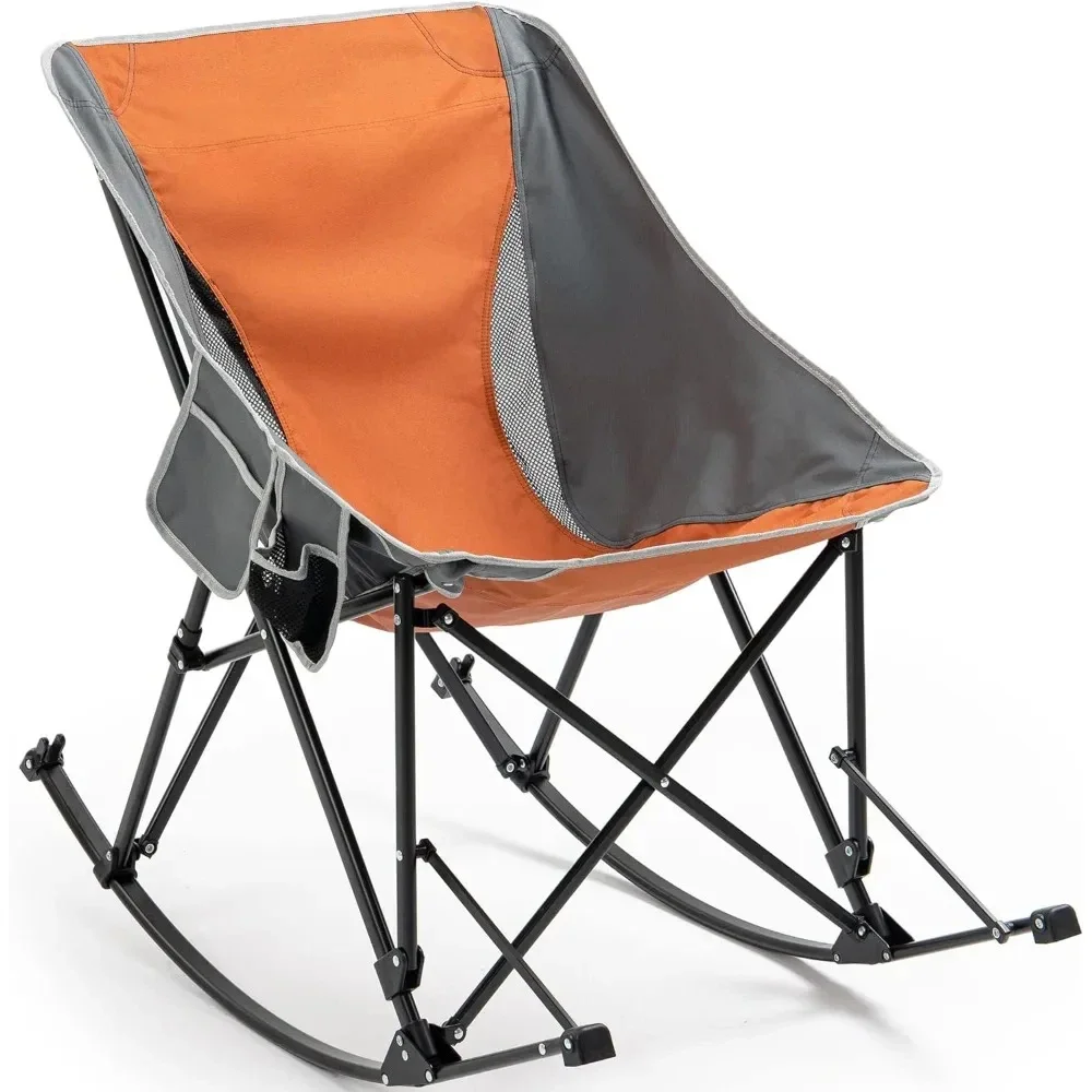 

2026 Oversized Folding Rocking Camping Chair, Portable High Back Outdoor Rocker for Patio, Garden, Lawn, Supports up to 300 Lb