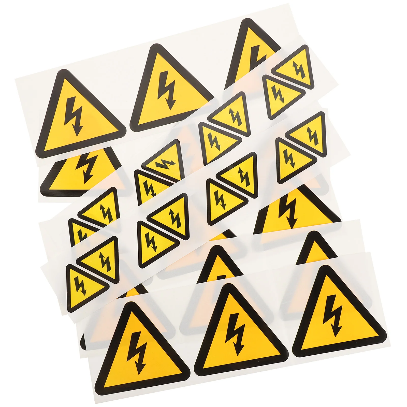 30pcs Warning Stickers High Voltage Signs Electrical Labels Yellow Triangle Safety Caution Electric Shocks Decal
