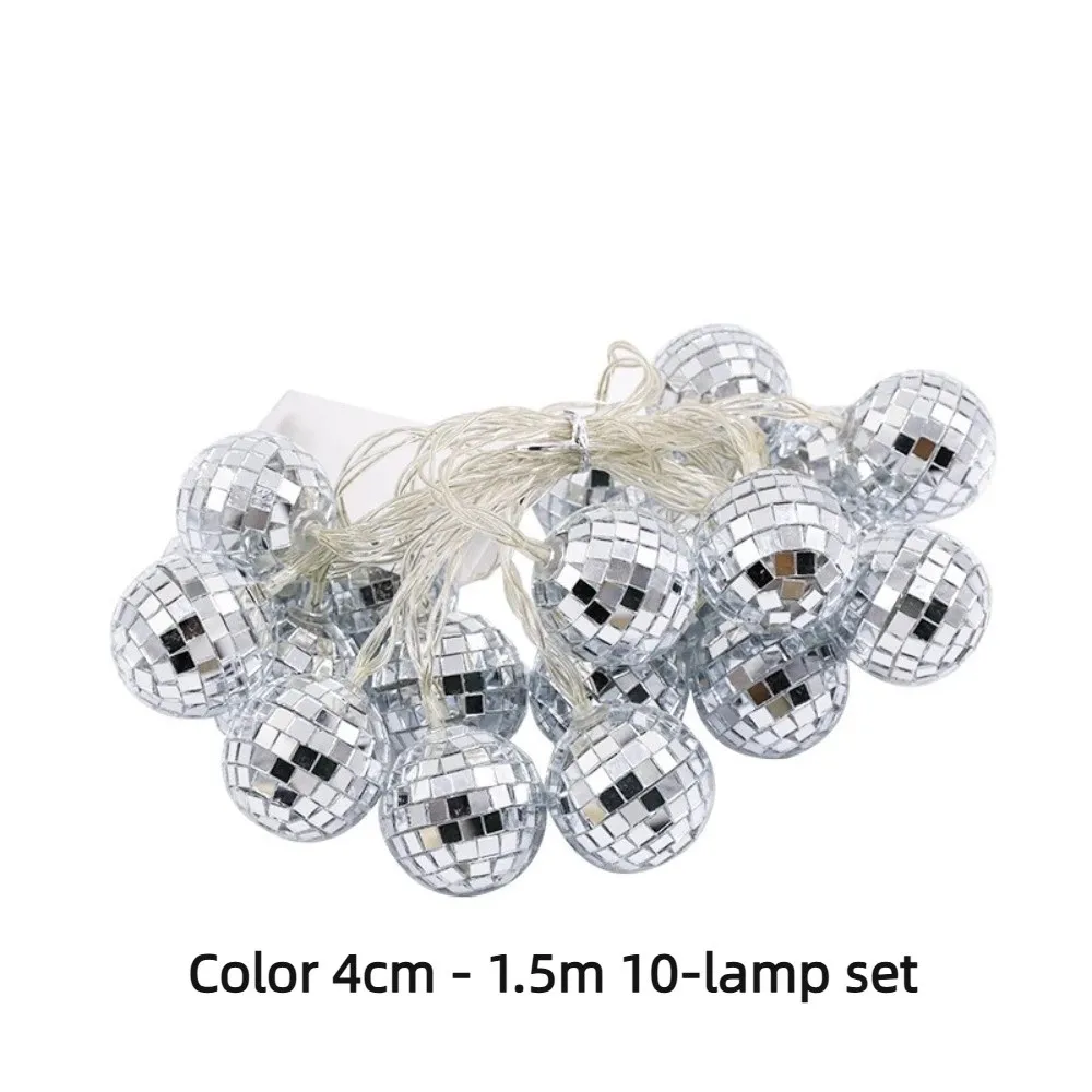 Festive Ambient LED Christmas Tree Ornament Lights Soft Glow Reflective Silver Mosaic Balls Knit Hat Shaped Lights Warm Glow