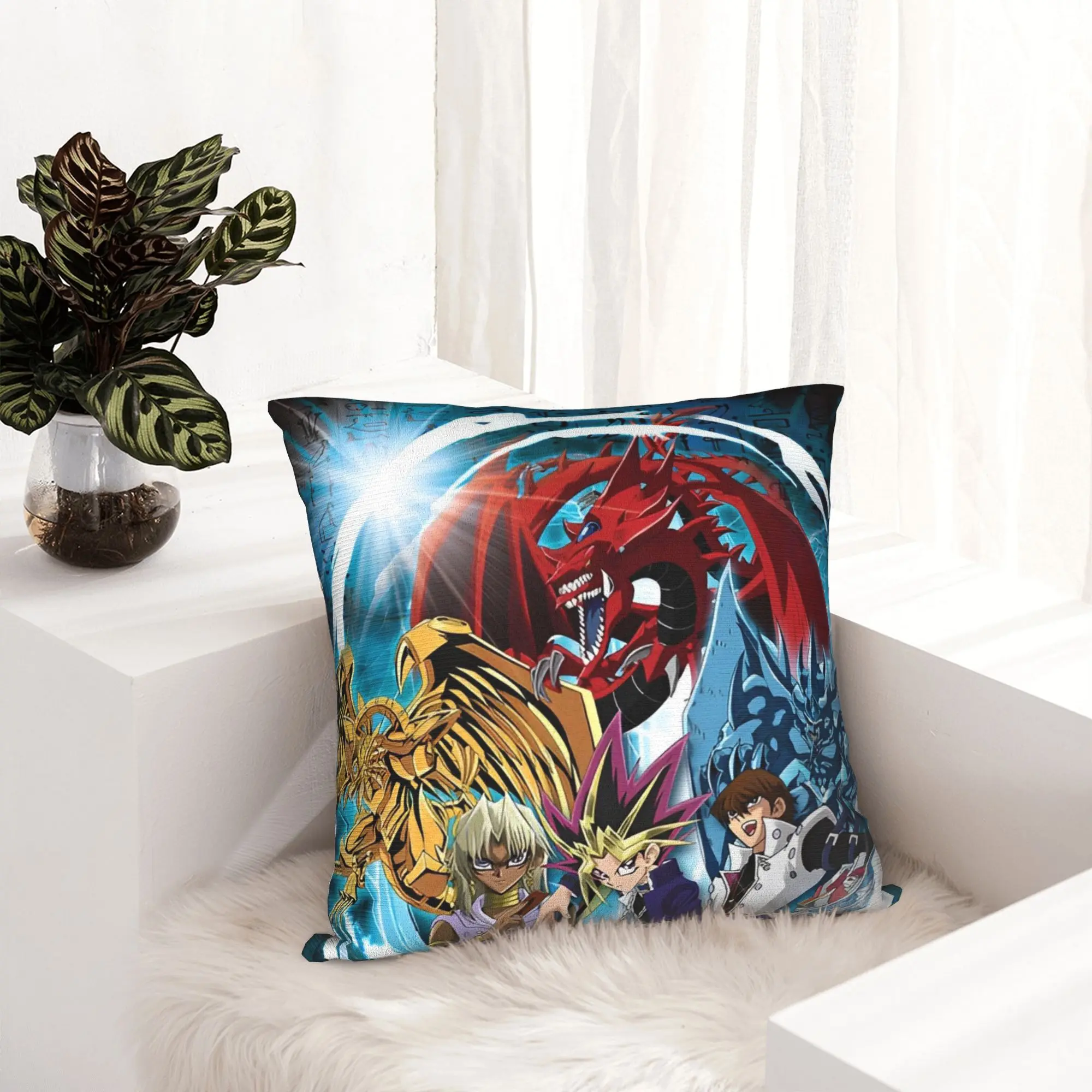 Anime Yu Gi Oh Card  Pillowcase Soft Polyester Cushion Cover Gift  Throw Pillow Case Cover Living Room Square 45*45cm