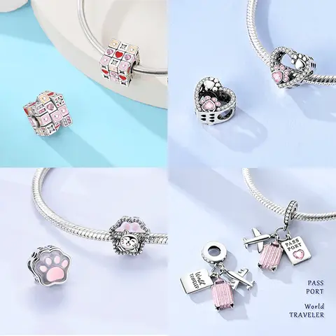 2025 신상 925 스털링 실버 참 비즈 러브 하트 핑크 오리지널 참 펜던트 참 브레이슬릿 DIY 쥬얼리 생일 선물 2025 신상 925 스털링 실버 참 비즈 러브 하트 핑크 오리지널 참 펜던트 참 브레이슬릿 DIY 쥬얼리 생일 선물