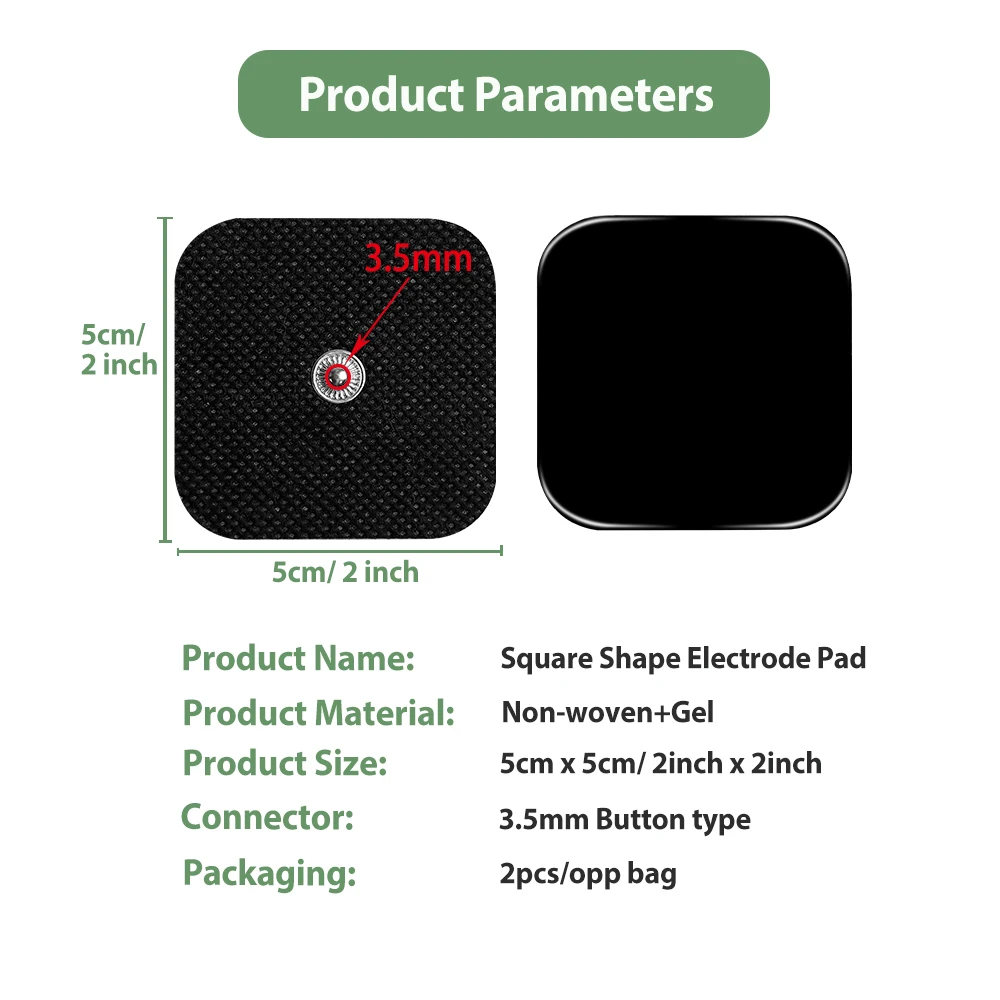 10/20Pcs Self Adhesive 5x5cm Replacement Black Electrodes Pads for EMS Muscle Stimulator TENS Pulse Massager Electrode Patch