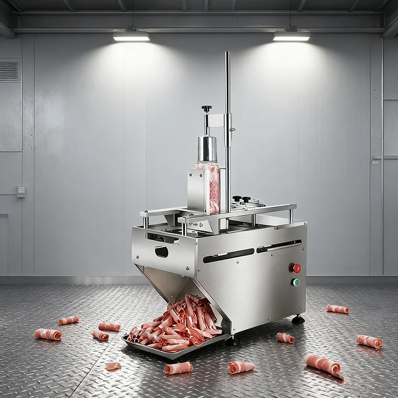 Automatic Horizontal Conveyor Raw Frozen Cut Slicer Chicken Breast   Fresh Bacon Meat Slice Machine