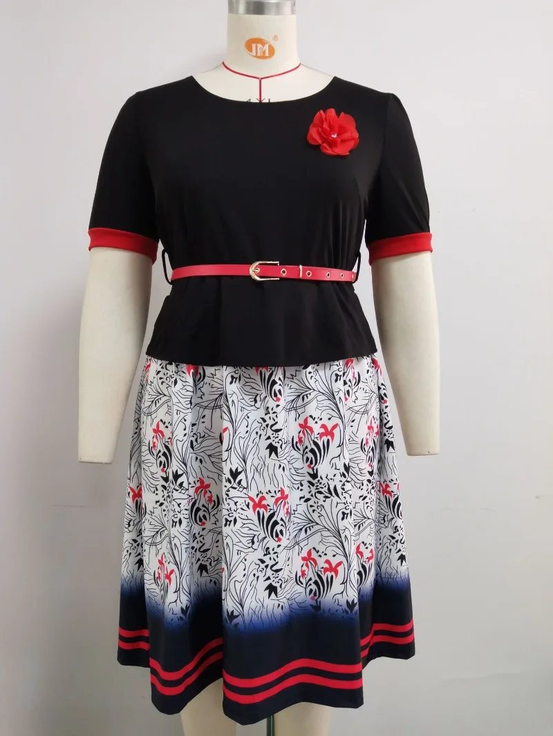 Vestido de corte en A de manga corta con estampado Floral para mujer, moda de diseño turco, estilo Chic, vestido informal para dama Afroamericana