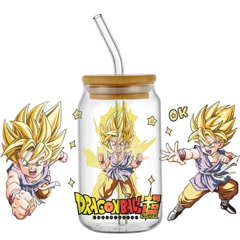 Miniso Japanese comics dragon ball Design 16oz Libbey Glasses Wraps Cup Can DIY Waterproof Easy To Use Custom Decals