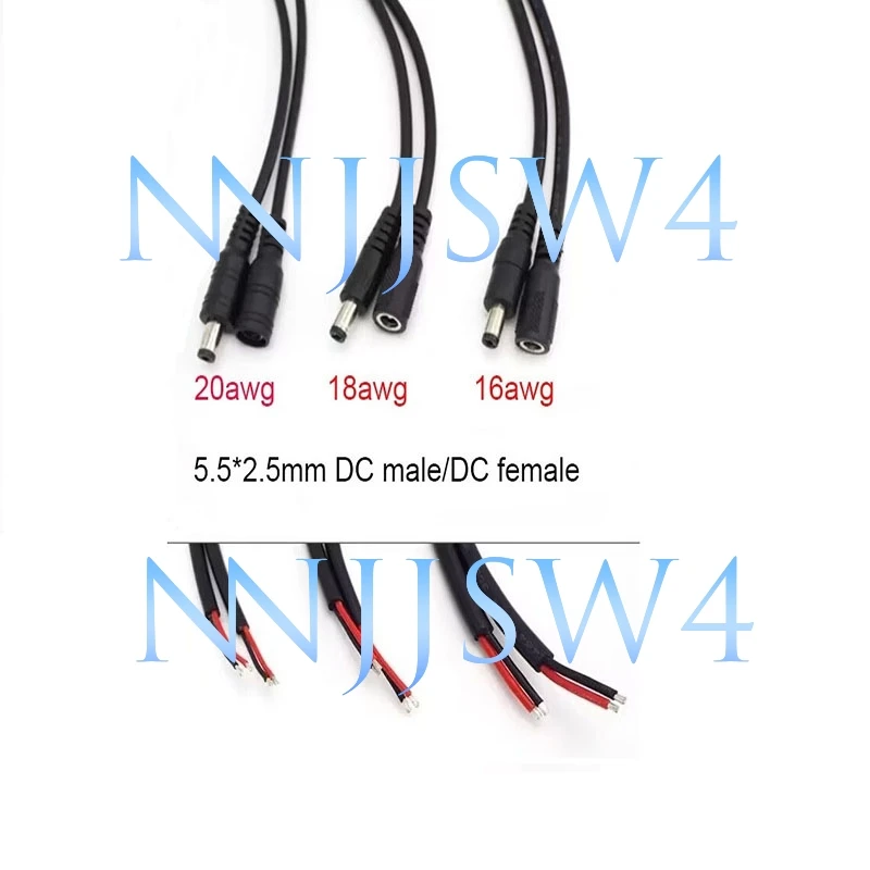 16/18/20awg DC Male Female Power Supply Connector 5A 7A 10A 5.5*2.1mm Extension Cable Copper Wire Current For Led Strip Light D4