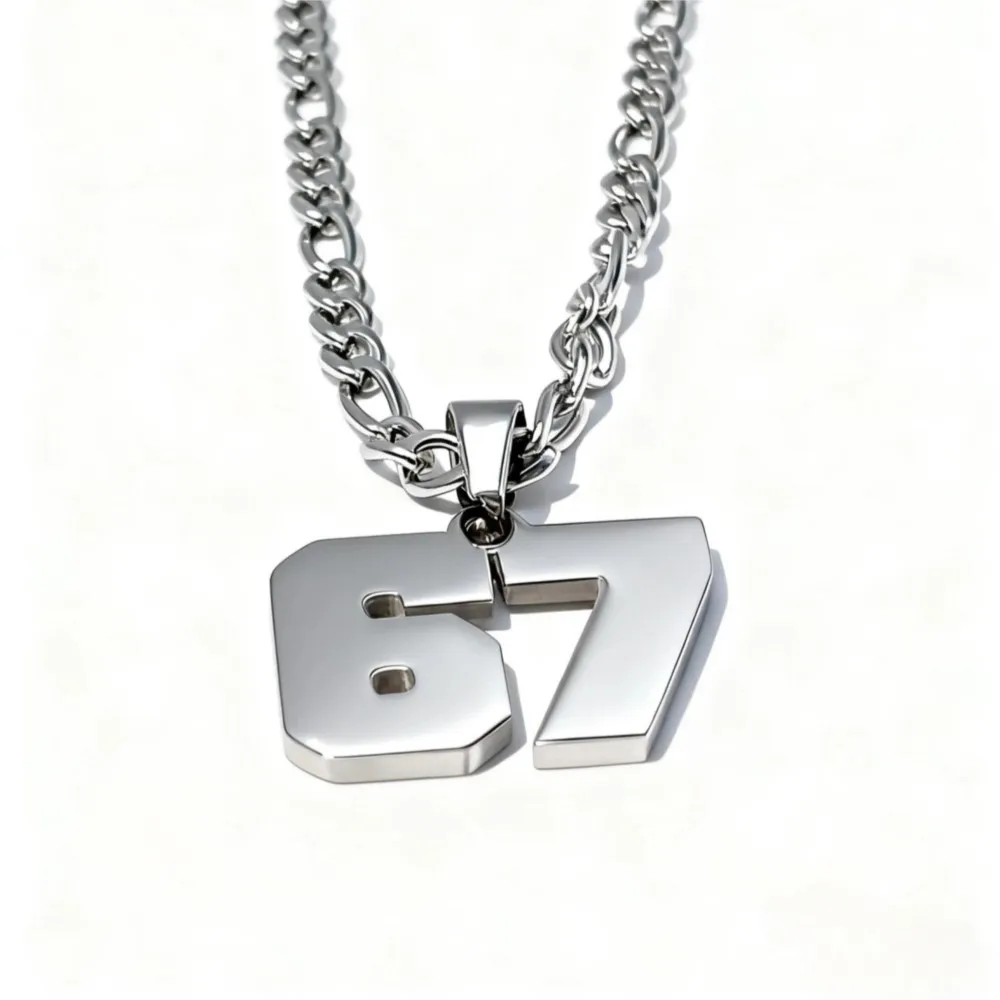 Minimalist Stainless Steel Chain 67 Number Pendant Necklace for Women Men Lucky Number Trend Chain Party Jewelry Gifts