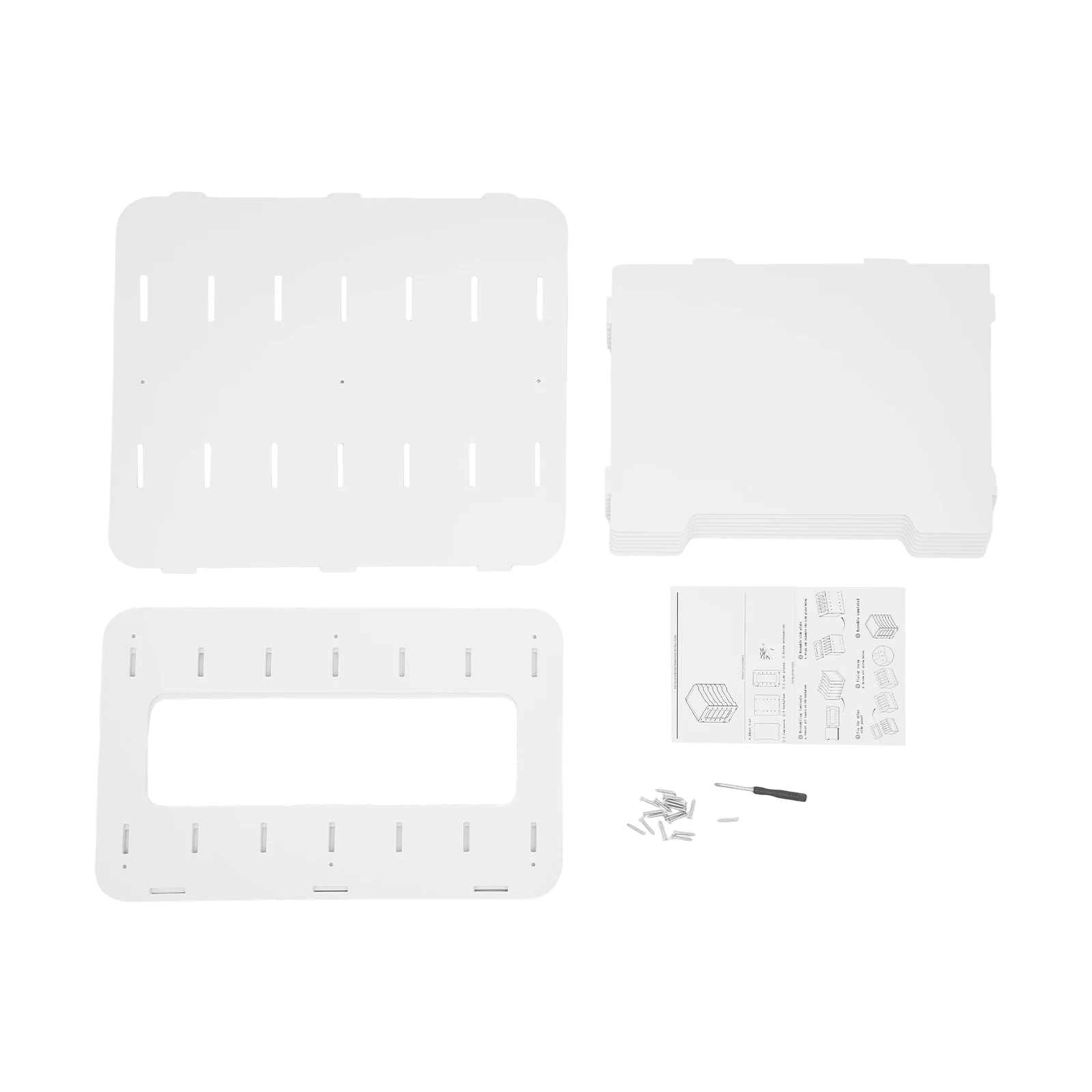 7 Tier Horizontal White File Organizer Space-saving Hollow Side Panels Easy Install for Home Office School Desktop Document Rack