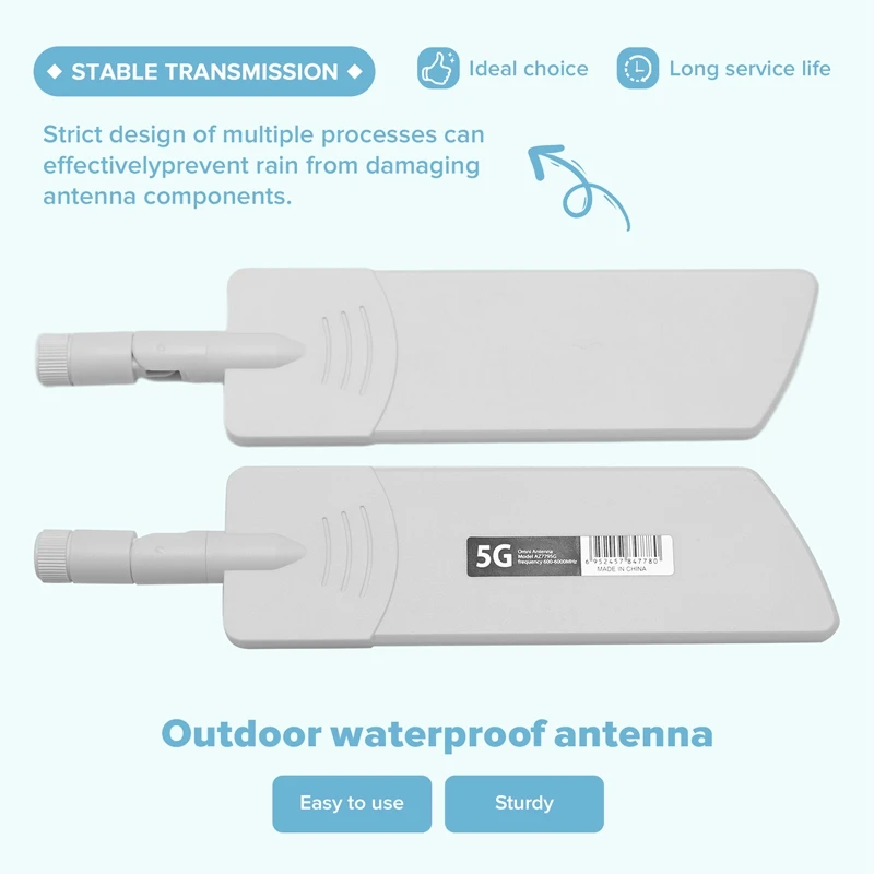 2PCS 5G/3G/4G/GSM Full Band Omni Wireless Smart Meter Router Module Gain 40DBi Antenna, White SMA Male-A62I