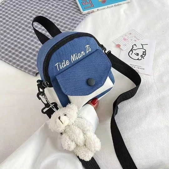 Blue 2025 Bear Cartoon Kids Bag teenage Cute Crossbody Bag Coin Wallet Lovely Hand Bags for Boys and Girls Mini Shoulder Bags