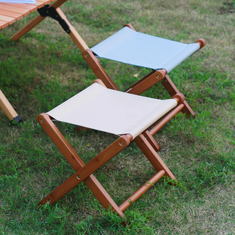 Taburete plegable de bambú y madera maciza, portátil, ideal para uso en exteriores, como taburete bajo para balcones, hogares, playas, campamentos y actividades de pesca, así como para sentarse en momentos de ocio.