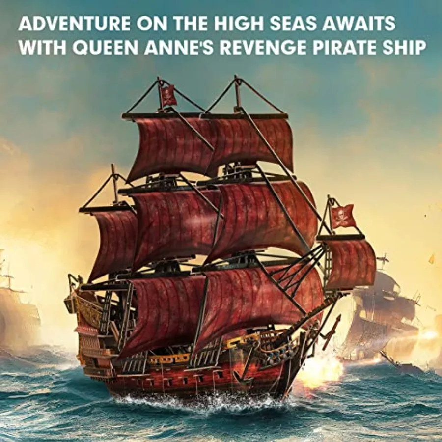 3D Puzzles for Adults,391 Pcs, Home Decor Cool Pirate Ship Arts and Crafts for Adults Puzzle Model Kits, Valentines Day Gifts f