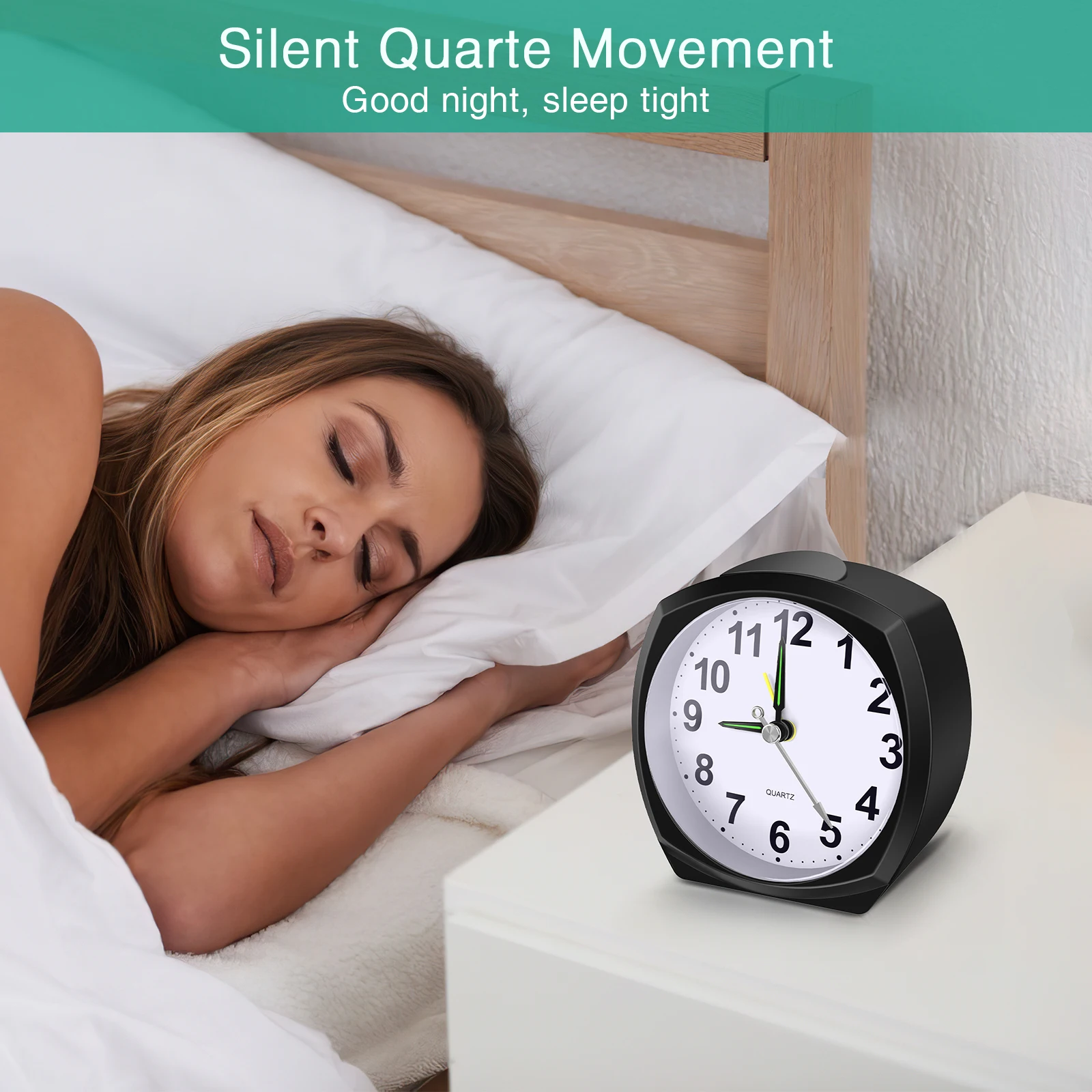 ORIA Silent Alarm Clocks Analog Alarm Clocks for Heavy Sleepers Non Ticking Bedside Clock with Luminous for Bedroom Office Desk