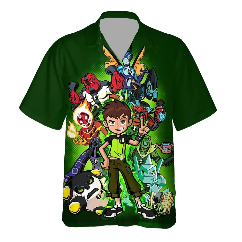 أنيمي Omnitrix Ben10 تأثيري ثلاثية الأبعاد طباعة قمصان نمط قمصان هاواي الصيف النساء قصيرة الأكمام بلوزة عادية الشاطئ