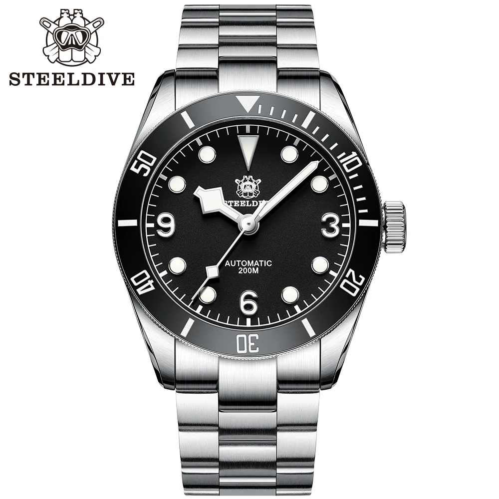 

STEELDIVE SD1958 Luxury Dive Watch 200M Waterproof Ceramic Bezel Japanese NH35 Super Blue Luminous Mechanical Wristwatch For Men