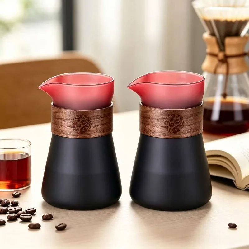 1/2 Pcs Glass Coffee Carafe with Wood Heat-Resistant Layer,Pour Over Coffee Carafe and Tea Steeper Coffee Decanter Coffee Server