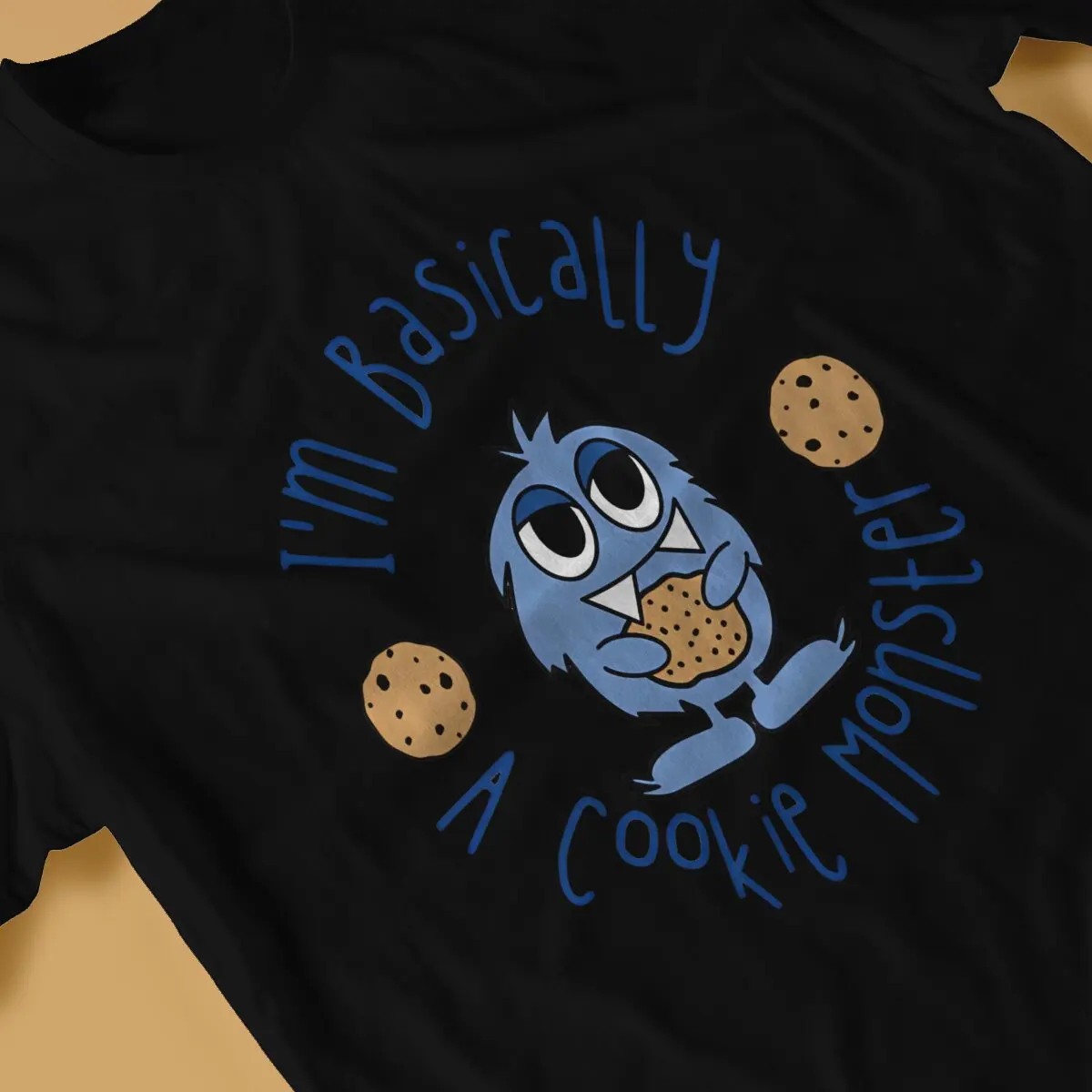 Day Quote In Blue Texts Unique TShirt Cookie Monster Cartoon Casual Polyester T Shirt Newest T-shirt For Men Women