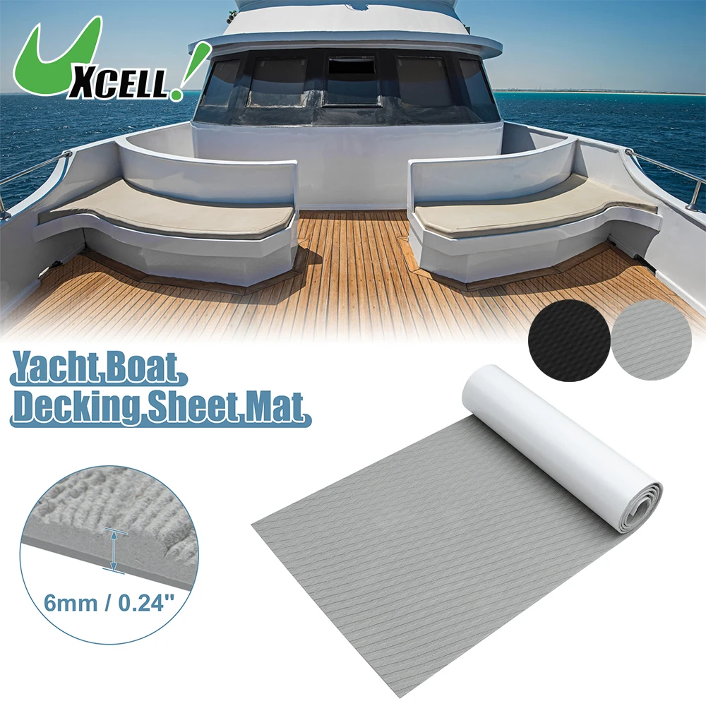 

UXCELL 2300x550x6mm EVA Faux Teak Decking Sheet Mat Non-Slip Self-Adhesive for Boat Yacht Marine Deck Pad RV Car Trunk Flooring