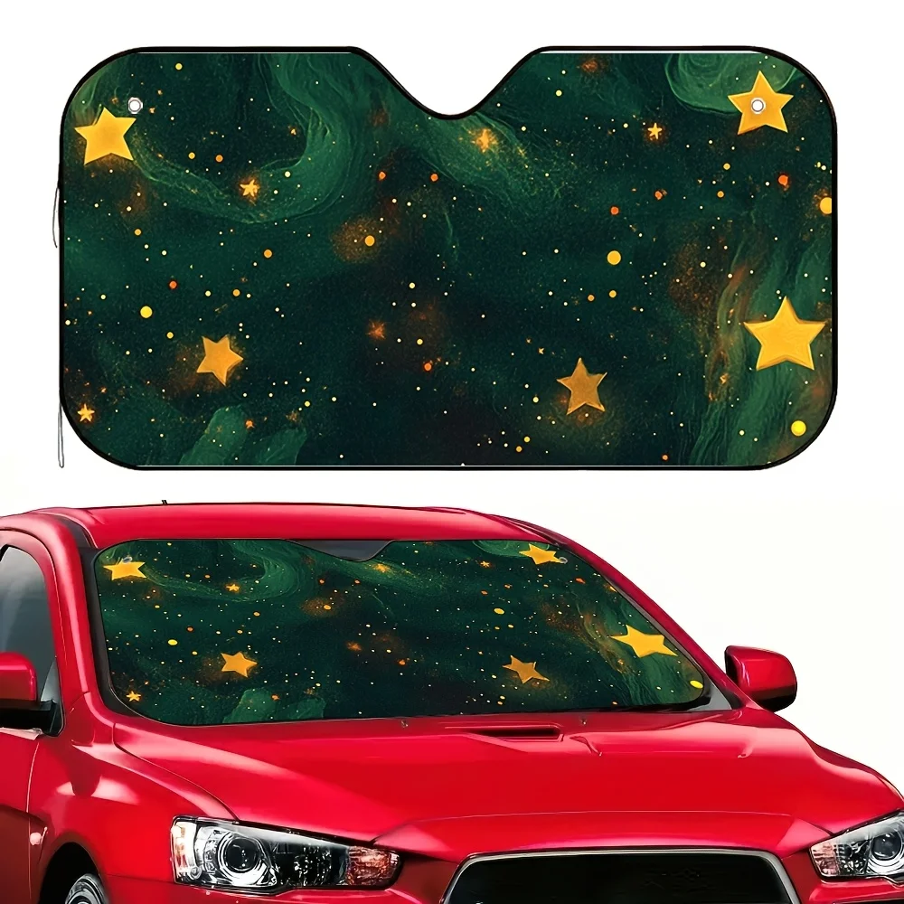 1pc Christmas Constellation Car Sun Visor - UV Protection & Heat Reduction, Stylish Starry Night Design With Golden Accents, Fit