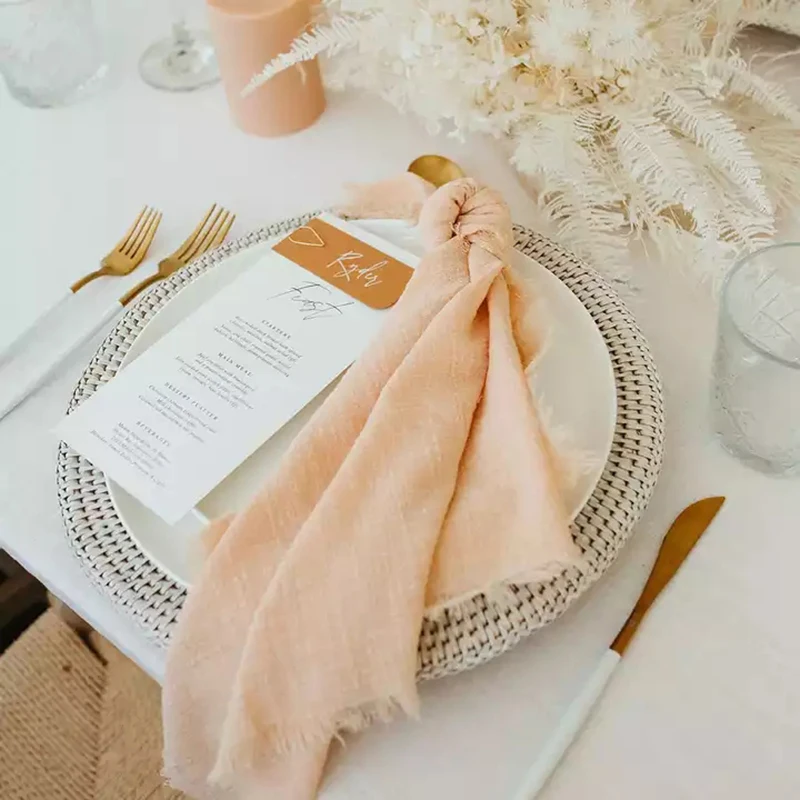 Dinning table rust table cloth set wedding decoration cotton gauze dusty blue napkins towels gift Christmas table runner