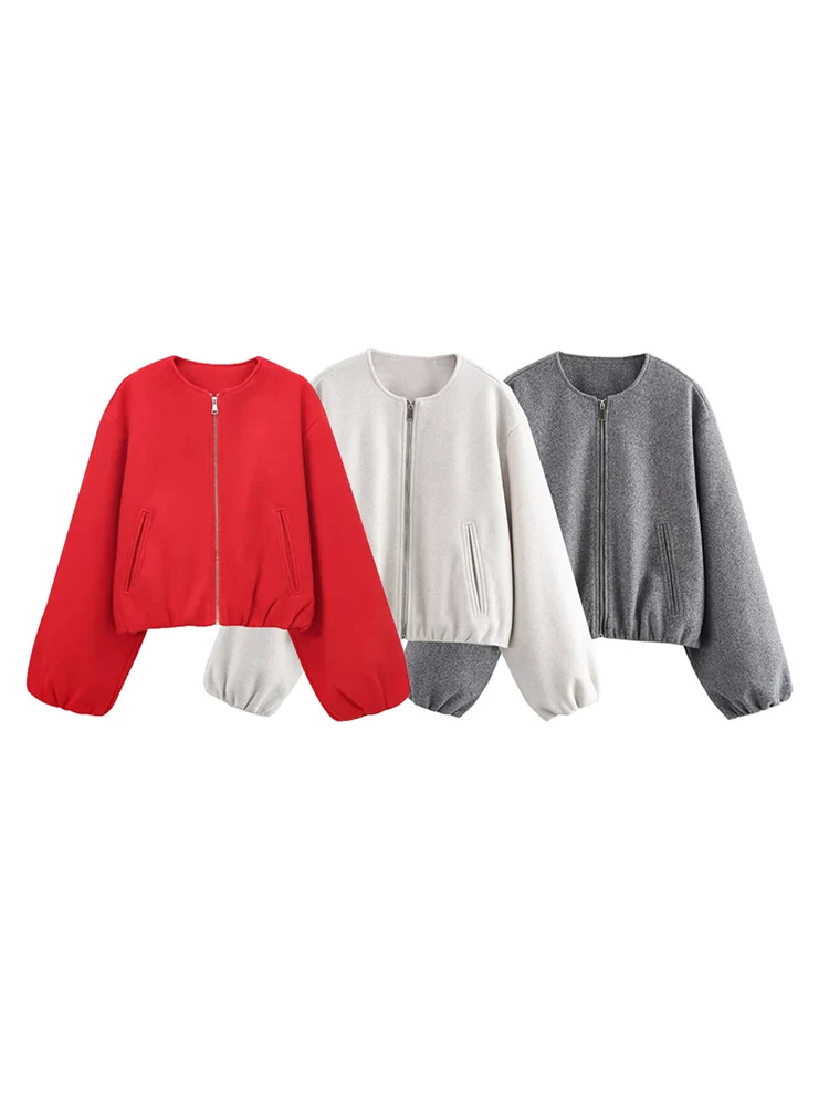 

SIYANG Women Fashion Solid Front Zipper Bomber Jackets Vintage O-Neck Long Sleeves Female Chic Lady Outfits