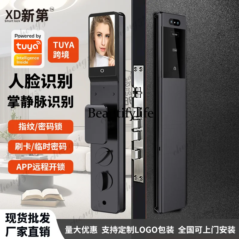 New aluminum alloy smart door lock facial recognition fingerprint password lock door palm print