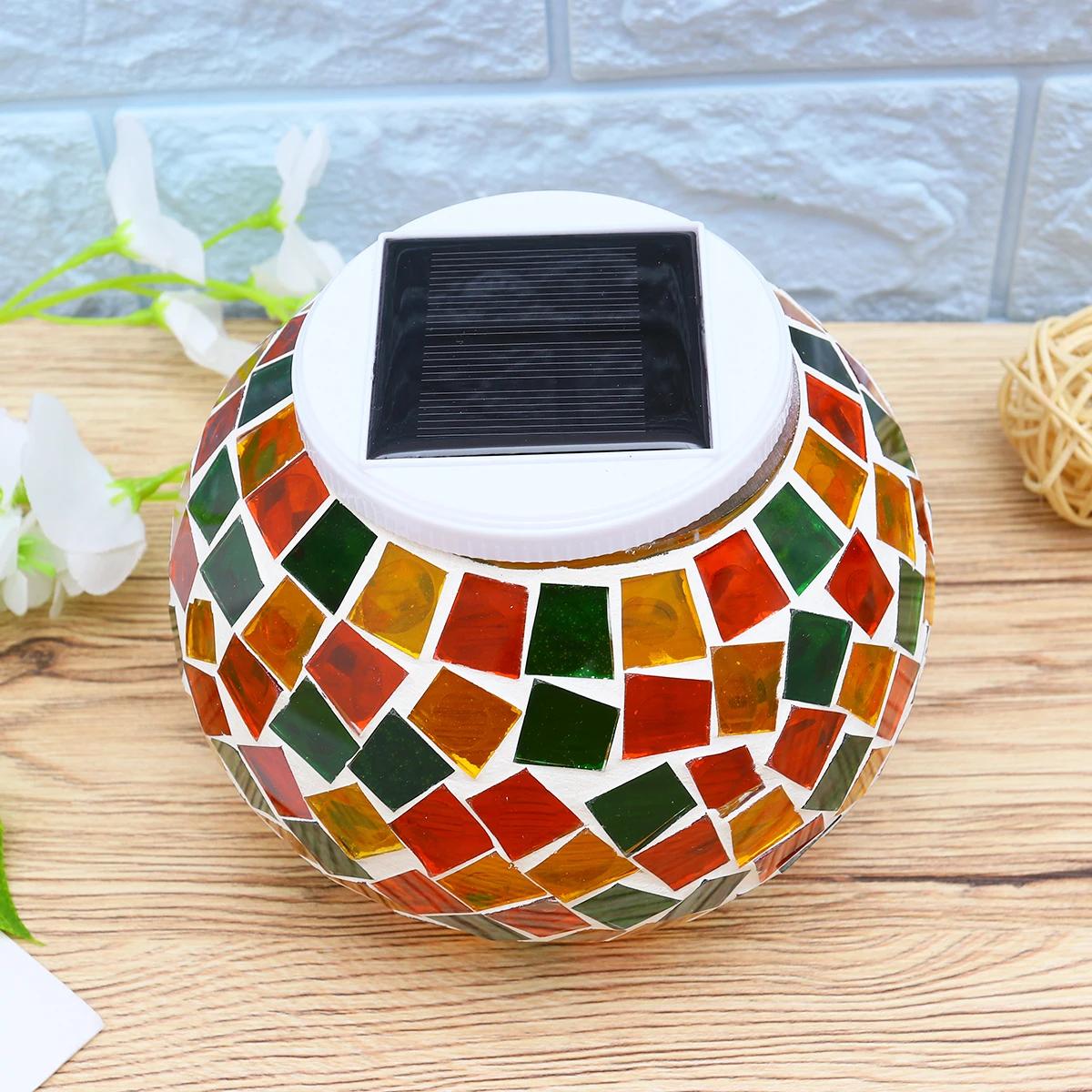 

Solar Powered Lamp Waterproof Mosaic Glass Ball LED Garden Lamp Outdoor Balcony Bedroom Party Daily Life Decor