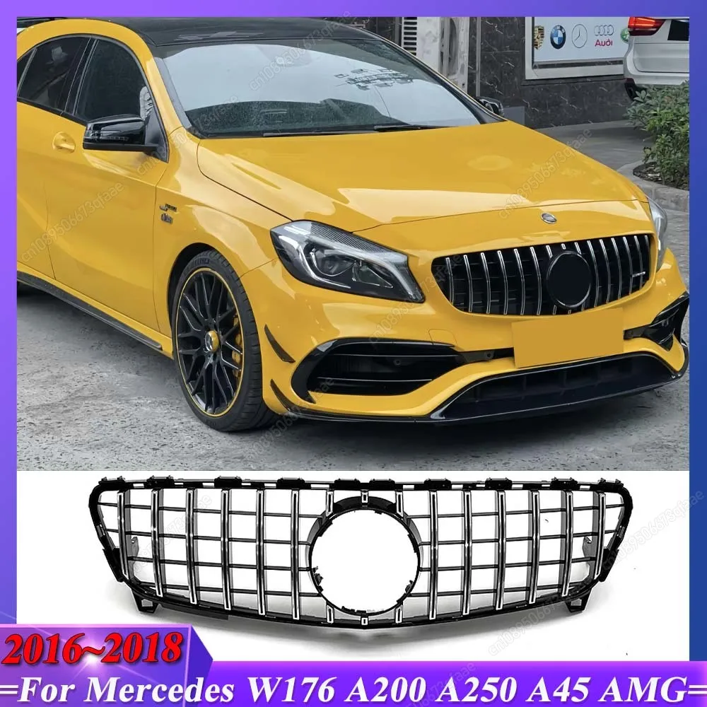 

For Mercedes Benz W176 A160 A180 A200 A220 A250 A45 AMG Facelift 2016-2018 Black Car GT Style Front Grille Bumper Grill Tuning