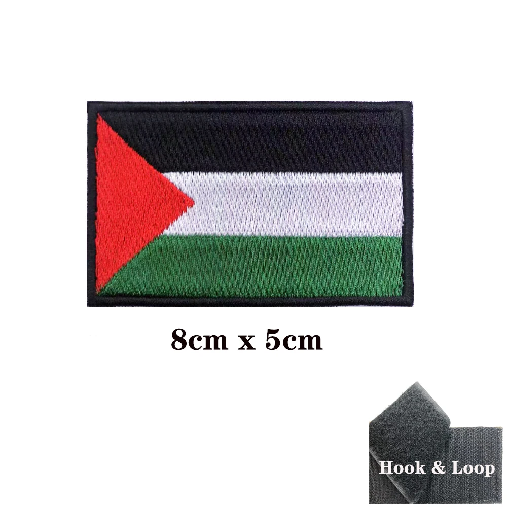 Parches de la bandera de Palestina, parche bordado de gancho y lazo, insignia bordada de hierro, raya militar