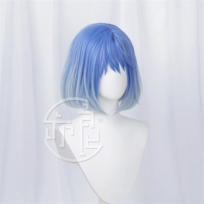 Presale Game LOL Irelia Cosplay Wig 35cm Gradient Blue Color Women Cosplay Wigs Heat Resistant Synthetic Hair