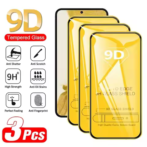 3PCS 9D Tempered Glass Galaxy S24 Ultra A54 A14 A13 A53 A34 A33 A52 5G S22 S23 Plus Screen Protector For Samsung A70 A71 A72