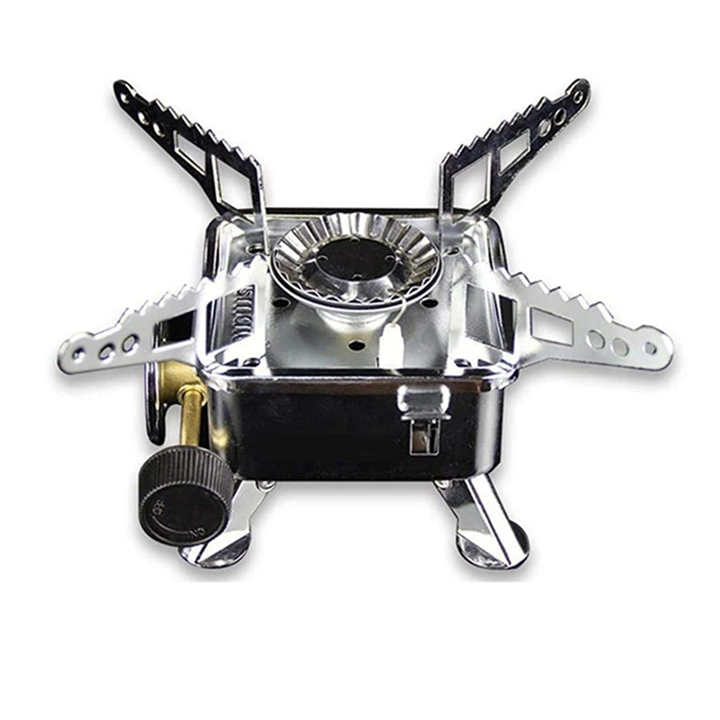 Portable Camping Gas Stove With Piezo Ignition Stable Support,Outdoor Stove Burner Picnic Cookware,Adapter For Camping