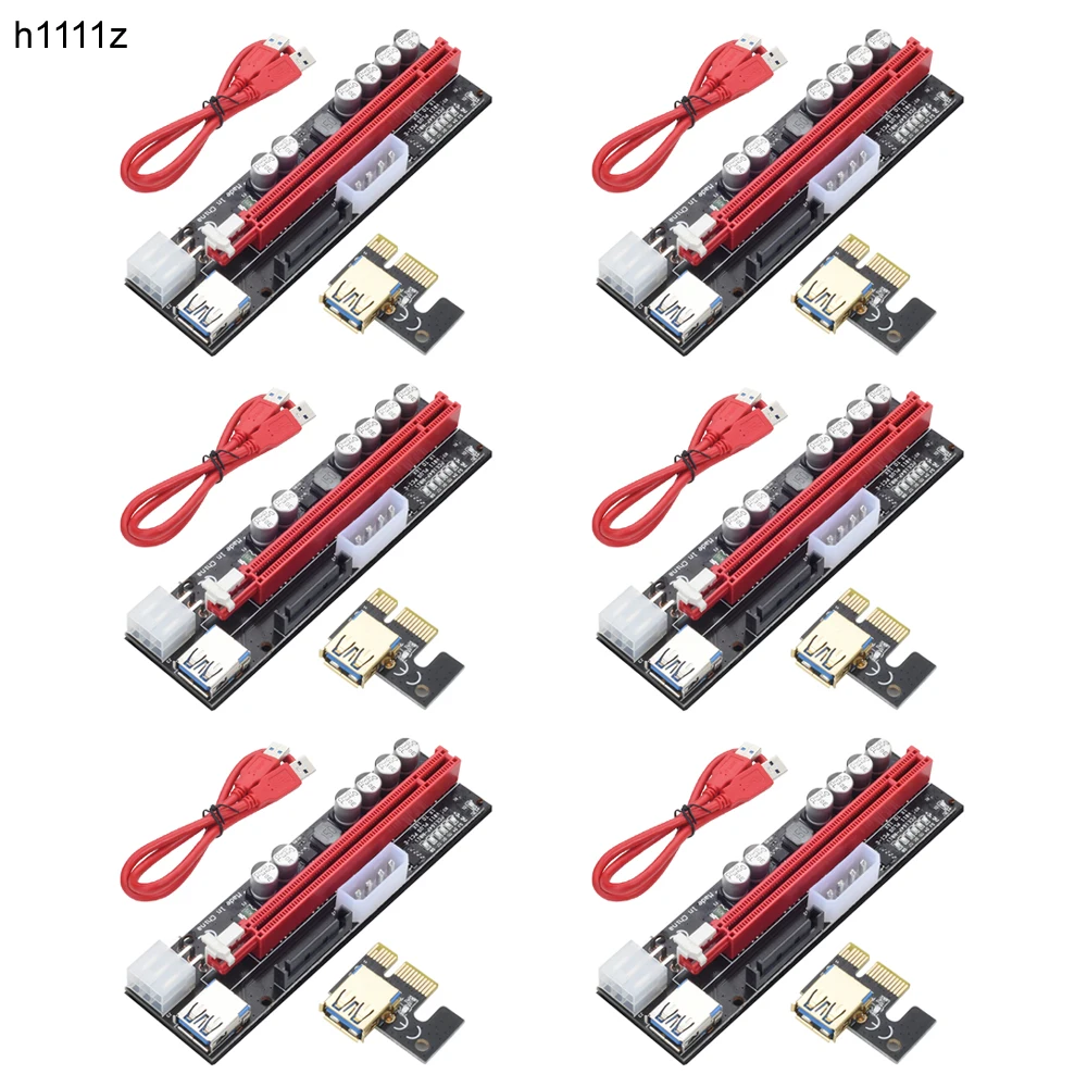 6 PCS VER011 Plus PCIE Riser for Video Card USB 3.0 Riser PCI Express x16 Extender PCI-E Riser Card LED For Bitcoin Miner Mining