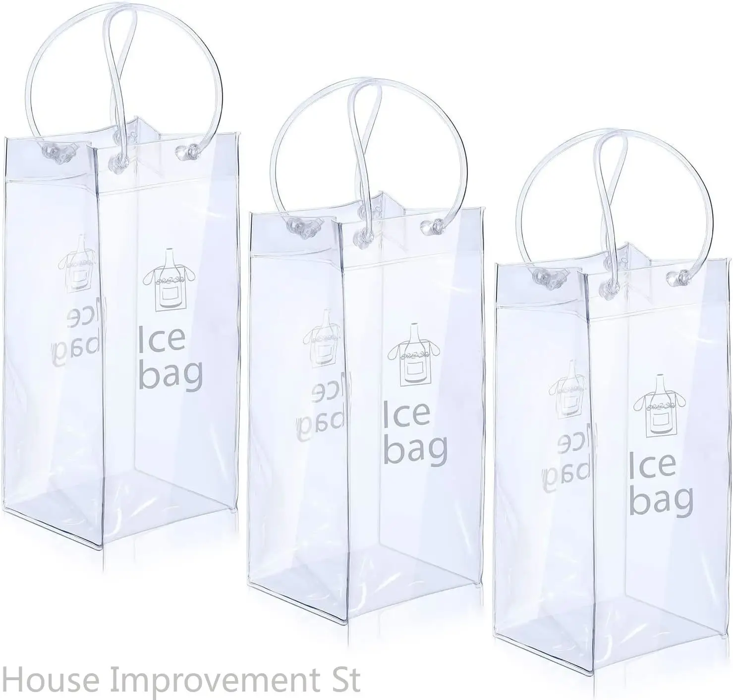 

3 PCS Wine Chiller Collapsible Clear PVC Pouch Wine Cooler Bag with Handel Ice Wine Bag for Champagne Beer Beverages