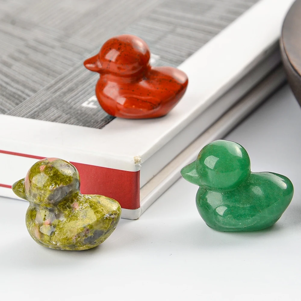 Natural Raw Stone Crystal Duck Statue, Crystal Hand Carved Gemstone Small Animals, Home Decoration, Crystal Gifts