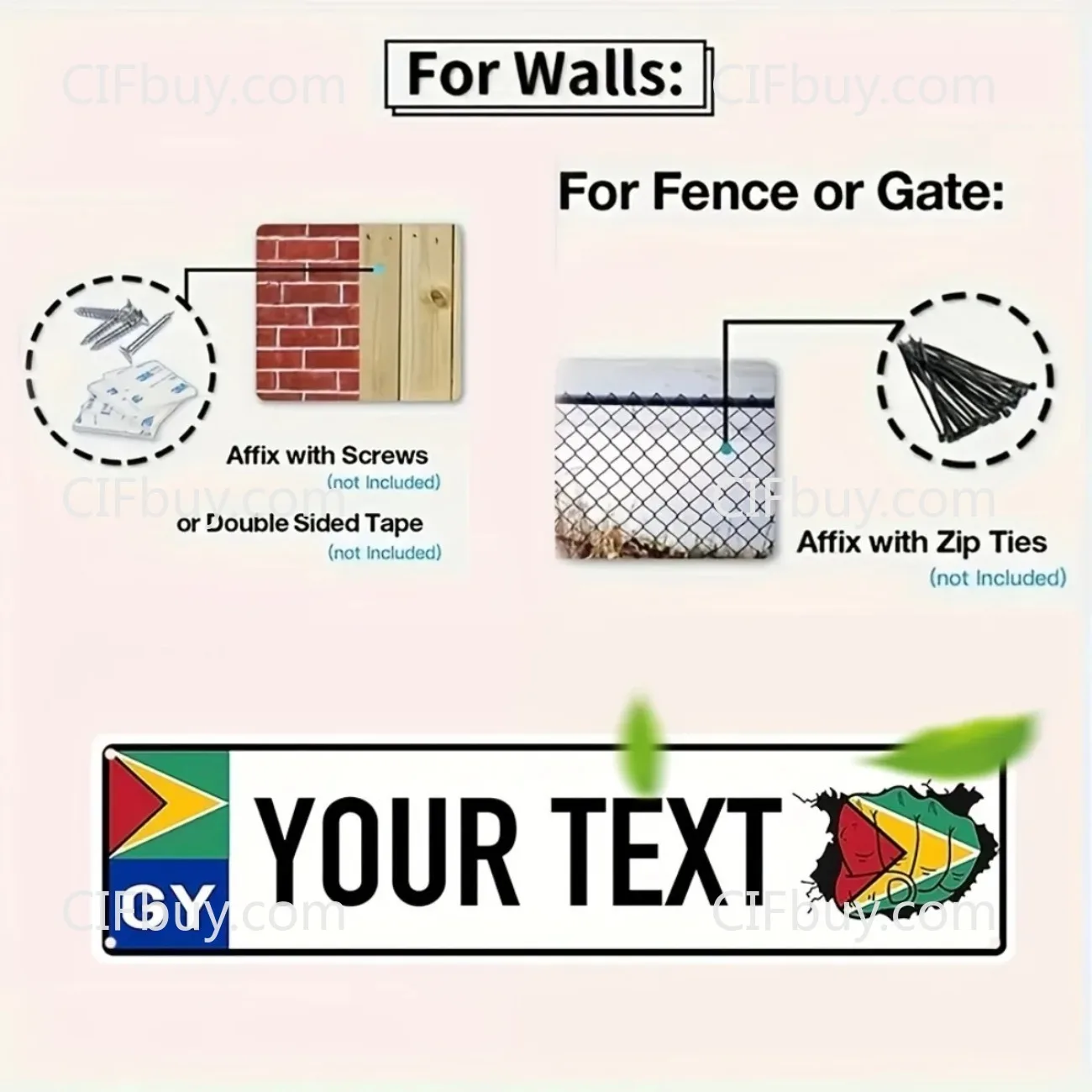 1pc Custom Guyana Flag Wall Plaque, Customizable Sturdy Iron Hanging Decor Ornament for Home Gift (Decor Only)