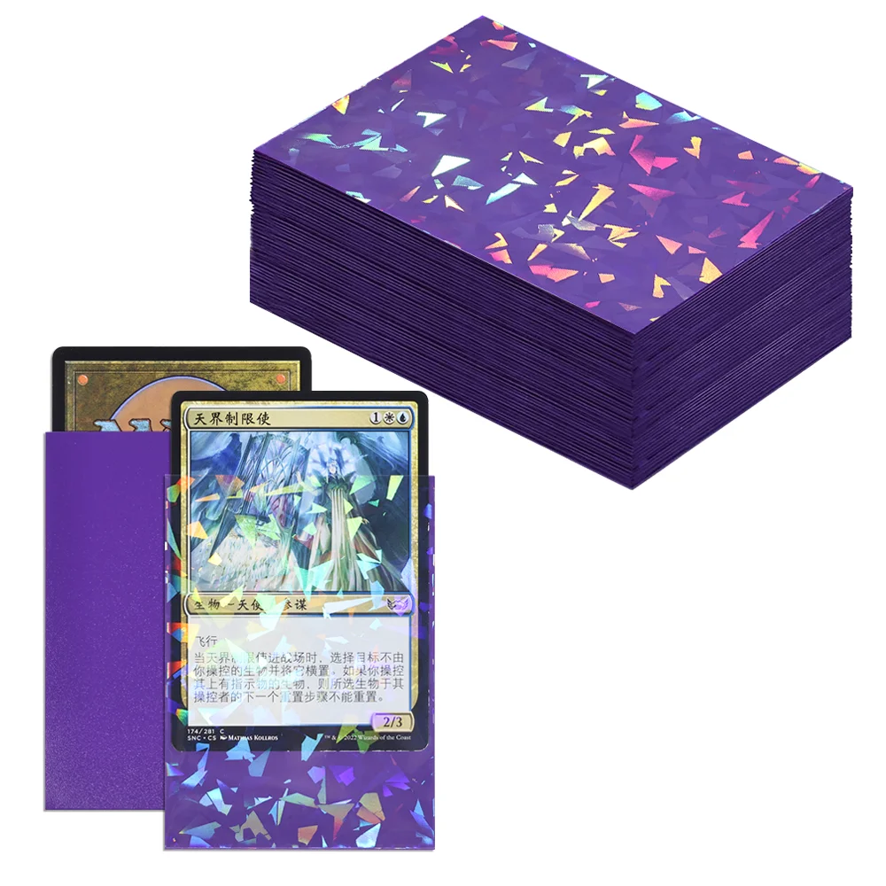 60 Stück holografische Kartenhüllen mit funkelndem Effekt, Standardgröße 66 x 91 mm, für TCG/MTG Idol-Foto-Sportkarten. Schützen Sie Ihre Karten. – Detail 11