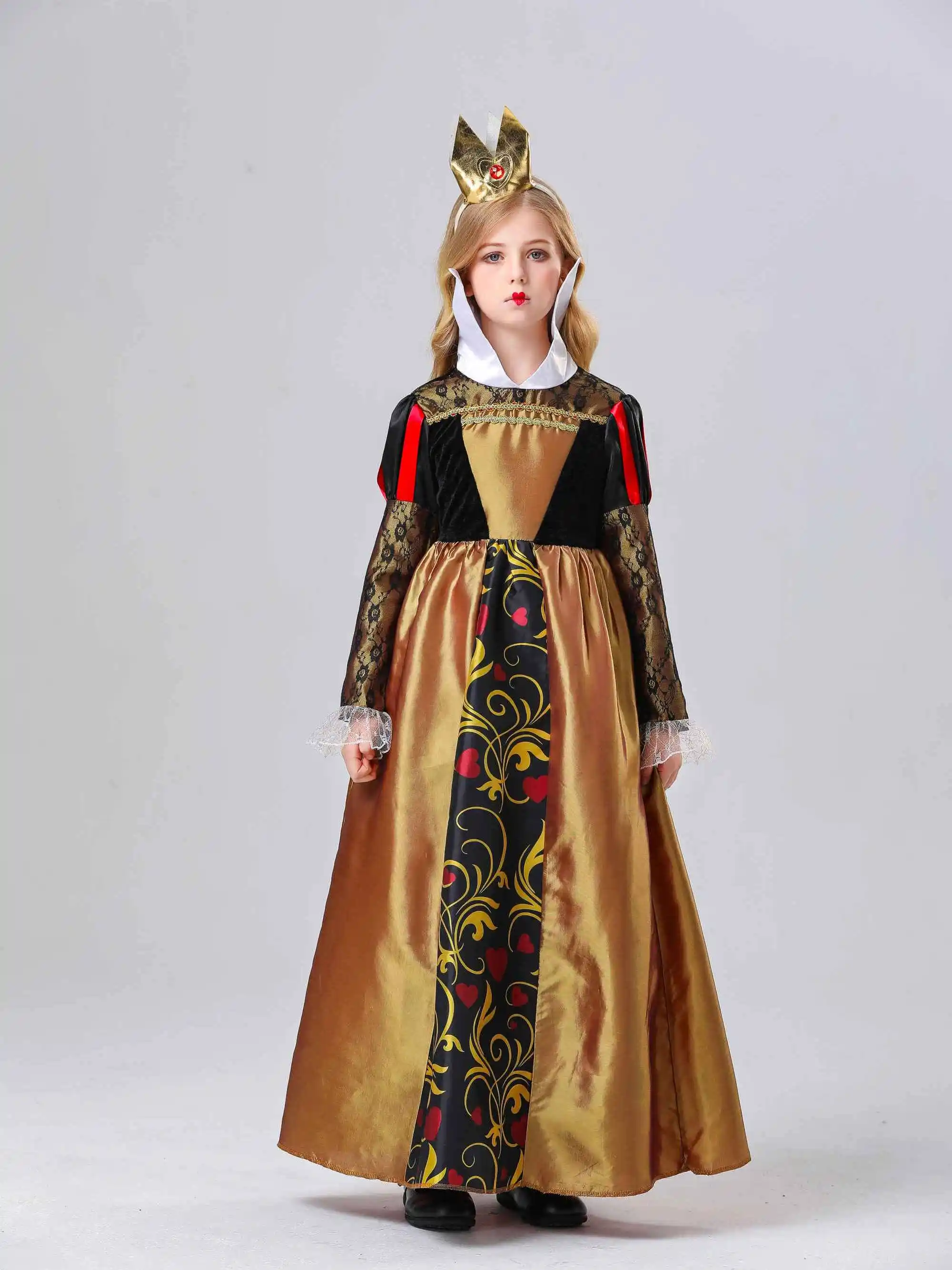 

Children's Halloween Costume Alice in Wonderland Heart Queen Dress Princess Queen Performance Clothes Polyester Fiber