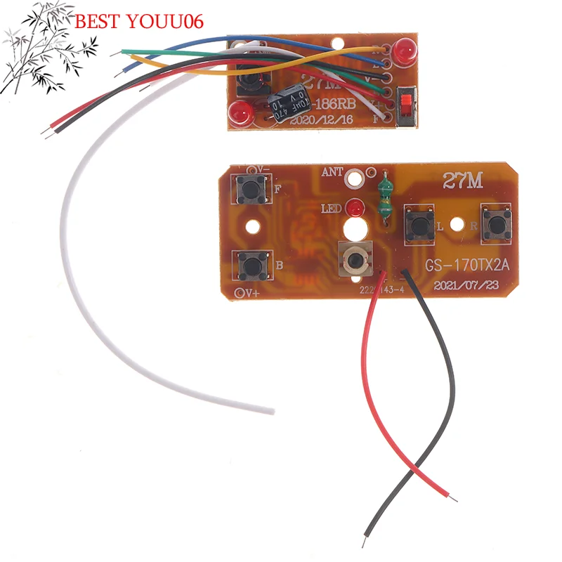 (YOUU06)2pc 4CH RC Remote Control 27MHz Circuit PCB Transmitter Receiver Board Radio System For RC Car