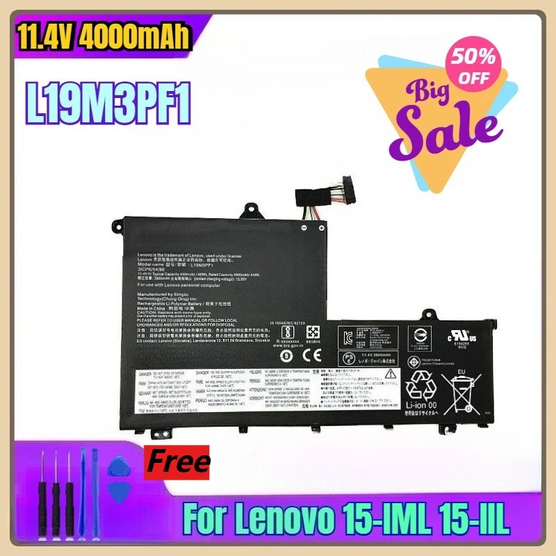 

11.4V 4000mAh Laptop Batteries L19M3PF1 for Lenovo 15-IML 15-IIL L19M3PF9