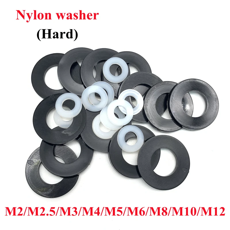 

1000Pcs M2 M2.5 M3 M4 M5 M6 M8 M10 M12 Plastic Nylon Washer Flat Spacer Washer Seals Gasket O Ring Assortment Kit White Black