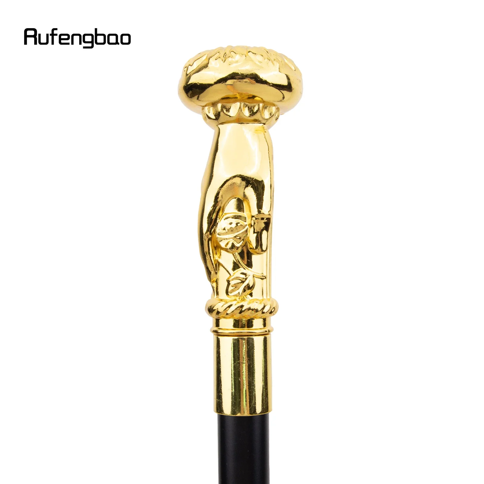 Golden Hand Hold Flower Luxury Fashion Walking Stick for Party Decorative Cane Elegant Crosier Knob Walking Stick 93cm