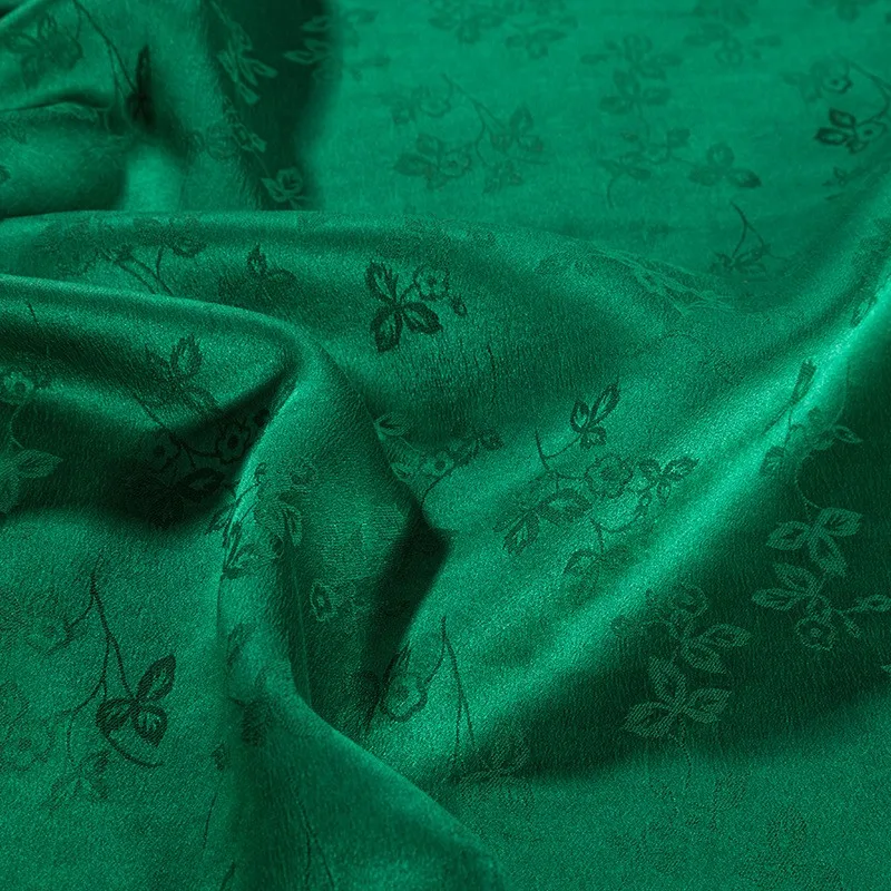 Green silk jacquard satin double-sided differently colored Xiangyunsha fabric dress Hanfu cheongsam new Chinese-style