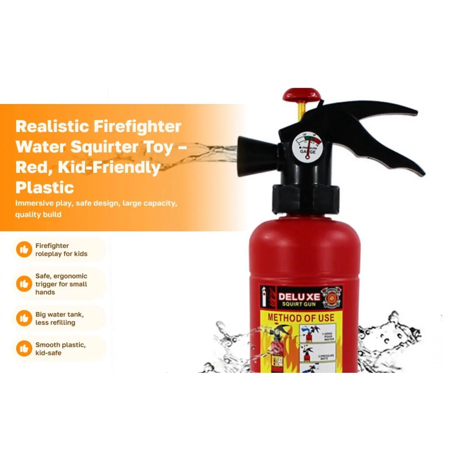 Fire Extinguisher Water Toy Kids Squirt Red Plastic Baby Water Toys for Summer Fun Outdoor