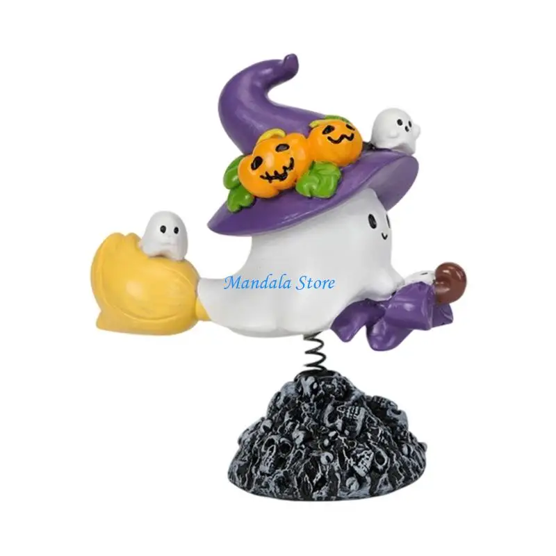 

U2JC Stylish White Ghostly Figurine Durability Resin Halloween Decors For Mantels Desk Bookshelf Arrangement Table top Shelfs