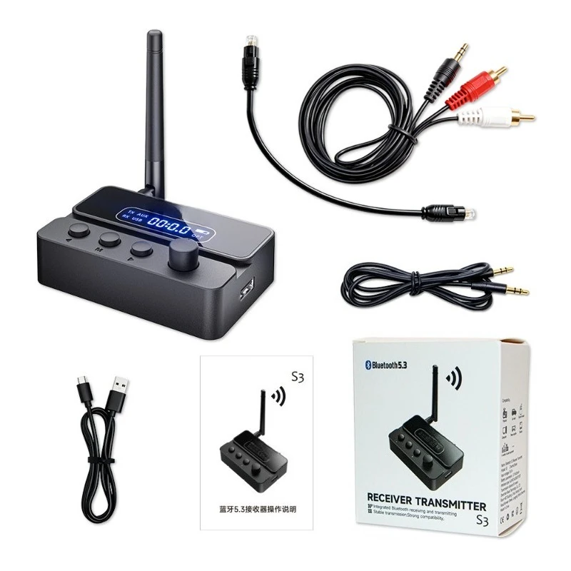 S3 Bluetooth 5.3 receiver transmitter, fiber output, there are a variety of interfaces to switch freely