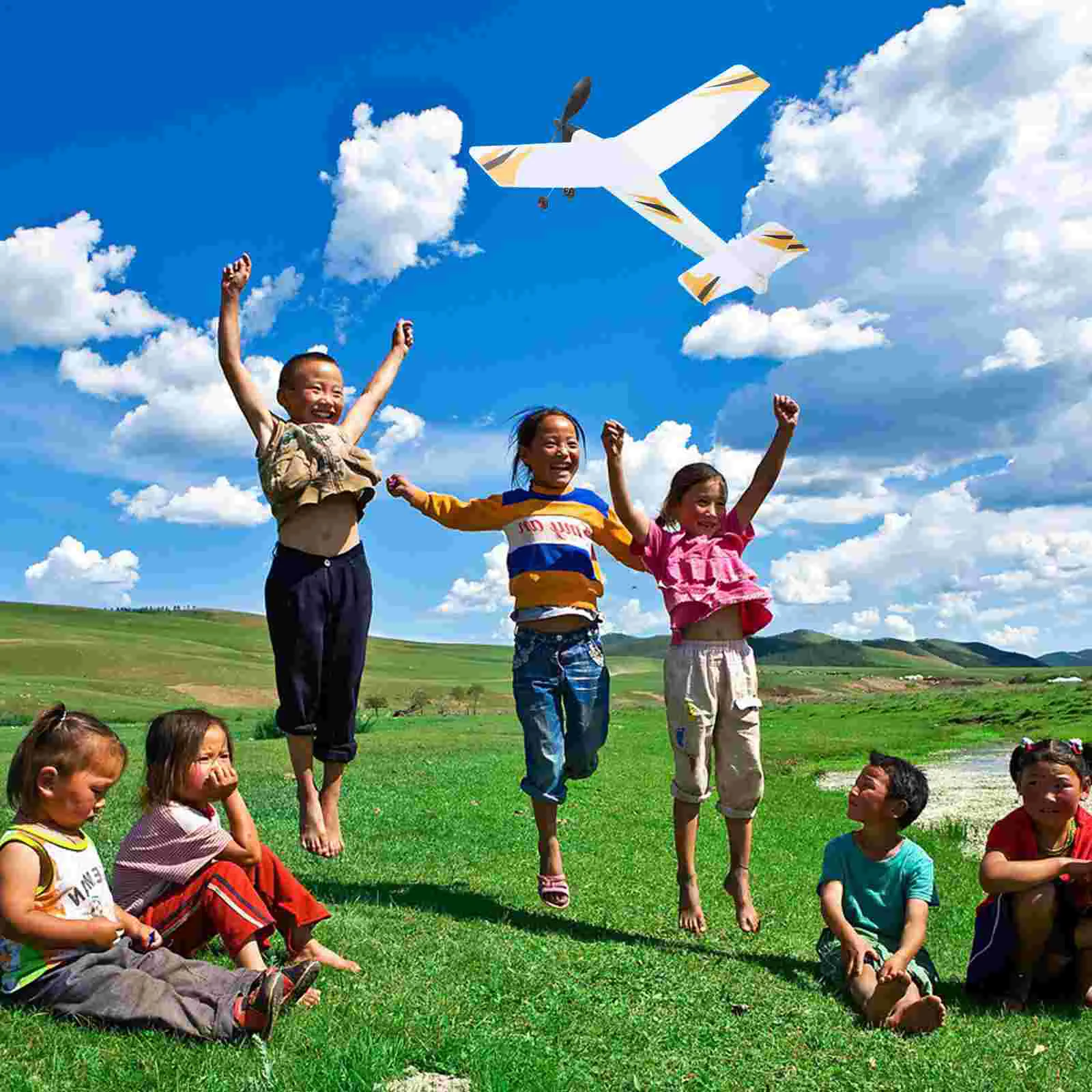 Modelo de avião movido com faixa de borracha, brinquedo planador pequeno, montagem educacional para crianças, ao ar livre, pai e filho, leve
