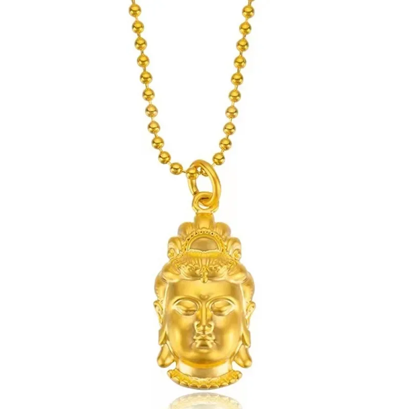 Collier Guanyin SeATM en or jaune 24 carats, 9999 or véritable