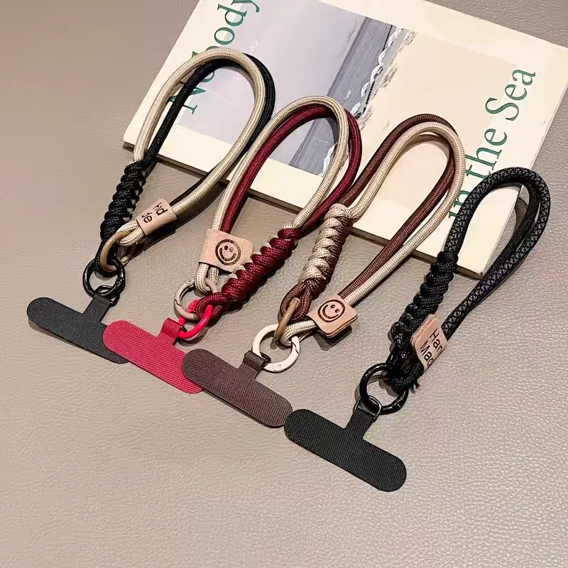Double Ring Buckle Woven Phone Case Hanging Rope Universal Collision Color Short Handheld Lanyard Cellphone Anti-lost Wristband