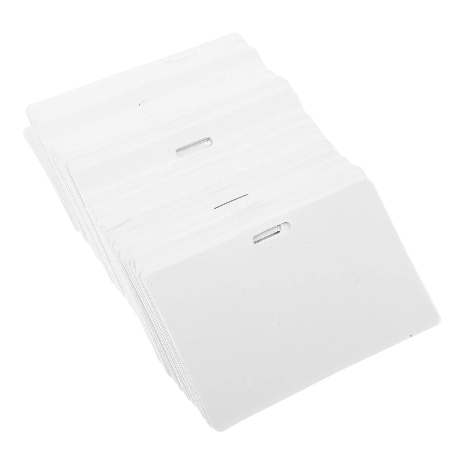 

50Pcs Horizontal Name Tag Blank PVC Cards Slot Punch Design for Printing Writing Employee Staff Id Badge Blanks Office Hospital